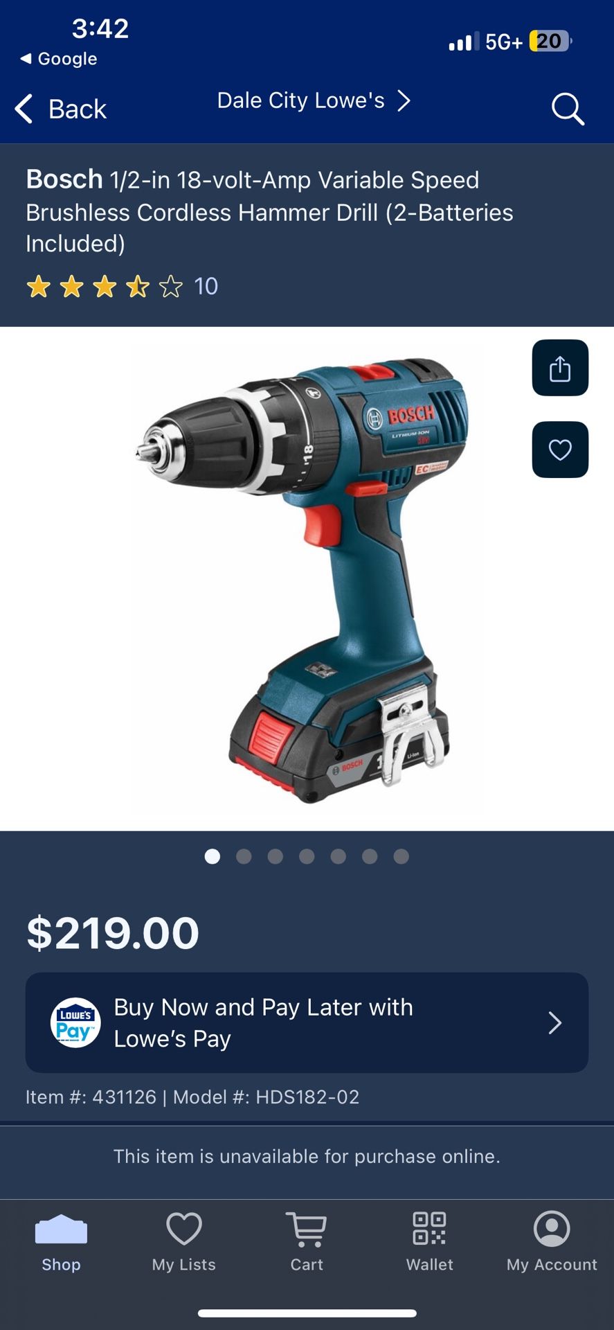 Bosch 1/2-in 18-volt-Amp Variable Speed Brushless Cordless Hammer Drill (2-Batteries Included)