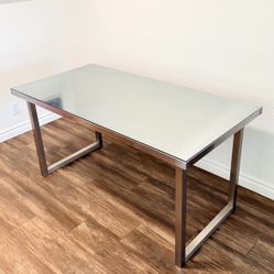 Stainless Steel Desk/Table With Glass Top