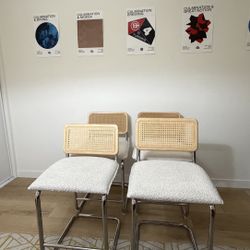 White Boucle Counter Stools 