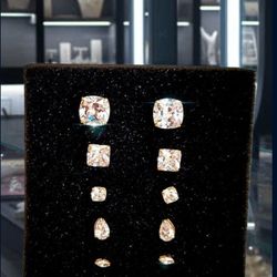❤️ 14k Solid Gold Cubic Zirconia Earrings [5 pairs] - BEAUTIFUL - Aritos De Oro