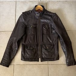 Tigha Slim Fit Buffalo Leather Jacket Brown Men’s Small – Luxury Soft Leather