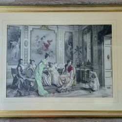 Vittorio Reggianini Mother’s Birthday Hand Colored Engraving 38x29