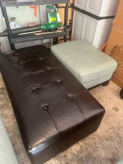 Leather sofa and chair with ottomans