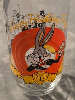 Vintage looney looney happy birthday 50th anniversary glassware glass cup
