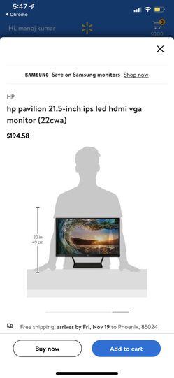 Hp Monitor 22cwa Like New But Stand Is Missing 