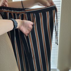 Orange Striped High Rise Wide Legged Pant