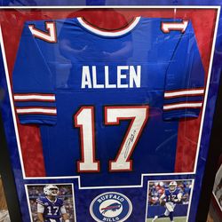 Josh Allen Auto Bills Custom Jersey & Frame w/ JSA COA