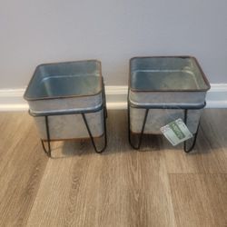 2 Metal Farmhouse Storgae Containers 