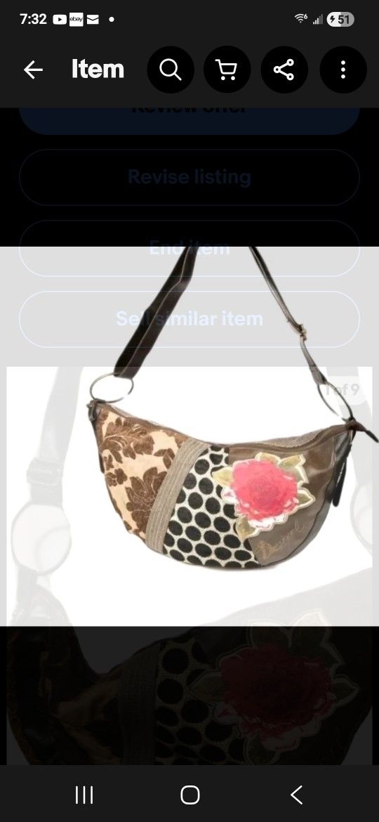 Desigual Handbag Crossbody Judia Patchwork Bag Rose Floral Tapestry  Brown Boho