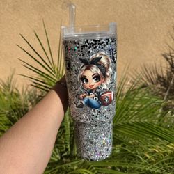 40 Oz Raiders Snow globe cup With Handle