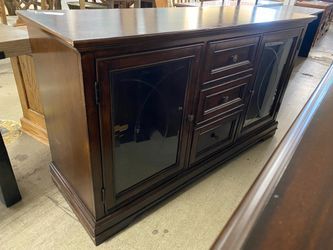 Dark Brown Glass Door TV Stand