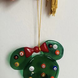 Murano glass Mickey Mouse ears Christmas ornament with tassel