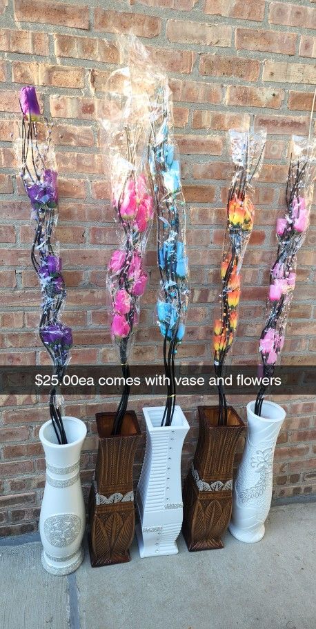 Vases and Artificial Flowers $25.00ea