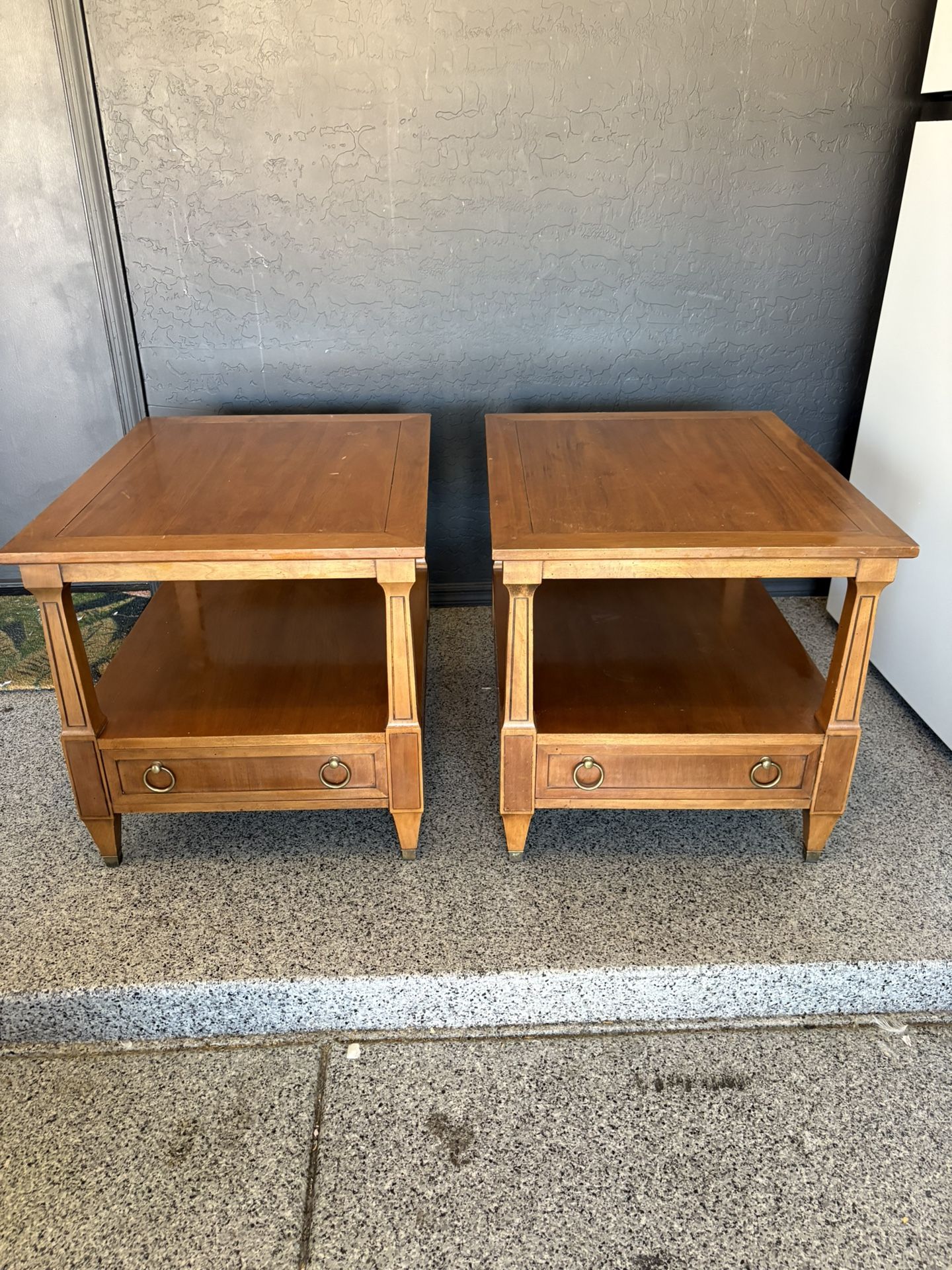 Mid Century Modern Hekman Furniture Two Tier End Tables - A Pair