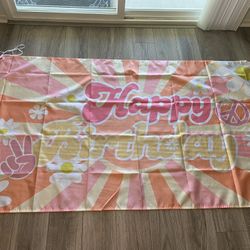 Hippie Flower Birthday Banner 