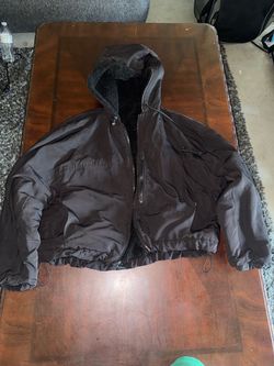 Black Hooded Puffer Jacket with Sherpa Lining