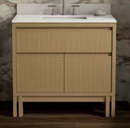 Solive 36” Light Oak Bath Vanity Cabinet with Sink