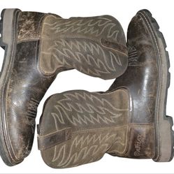 Ariat Groundbreaker Wide Square Toe Work Boot Leather Men’s Size 13D Distressed 