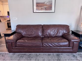 Genuine Leather Brown Sofa – 91” – Comfortable & Spacious
