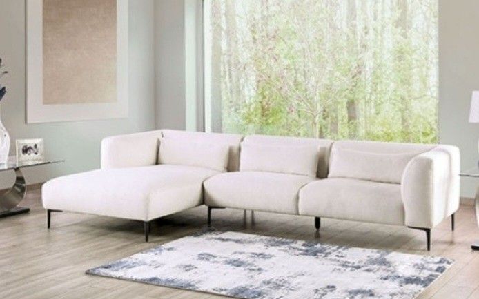 Brand New Linen White Modern Style Sectional Sofa