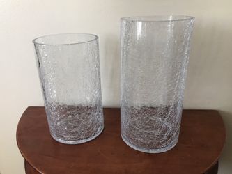 Two glass tall vases