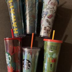 6 Starbucks tumblers 