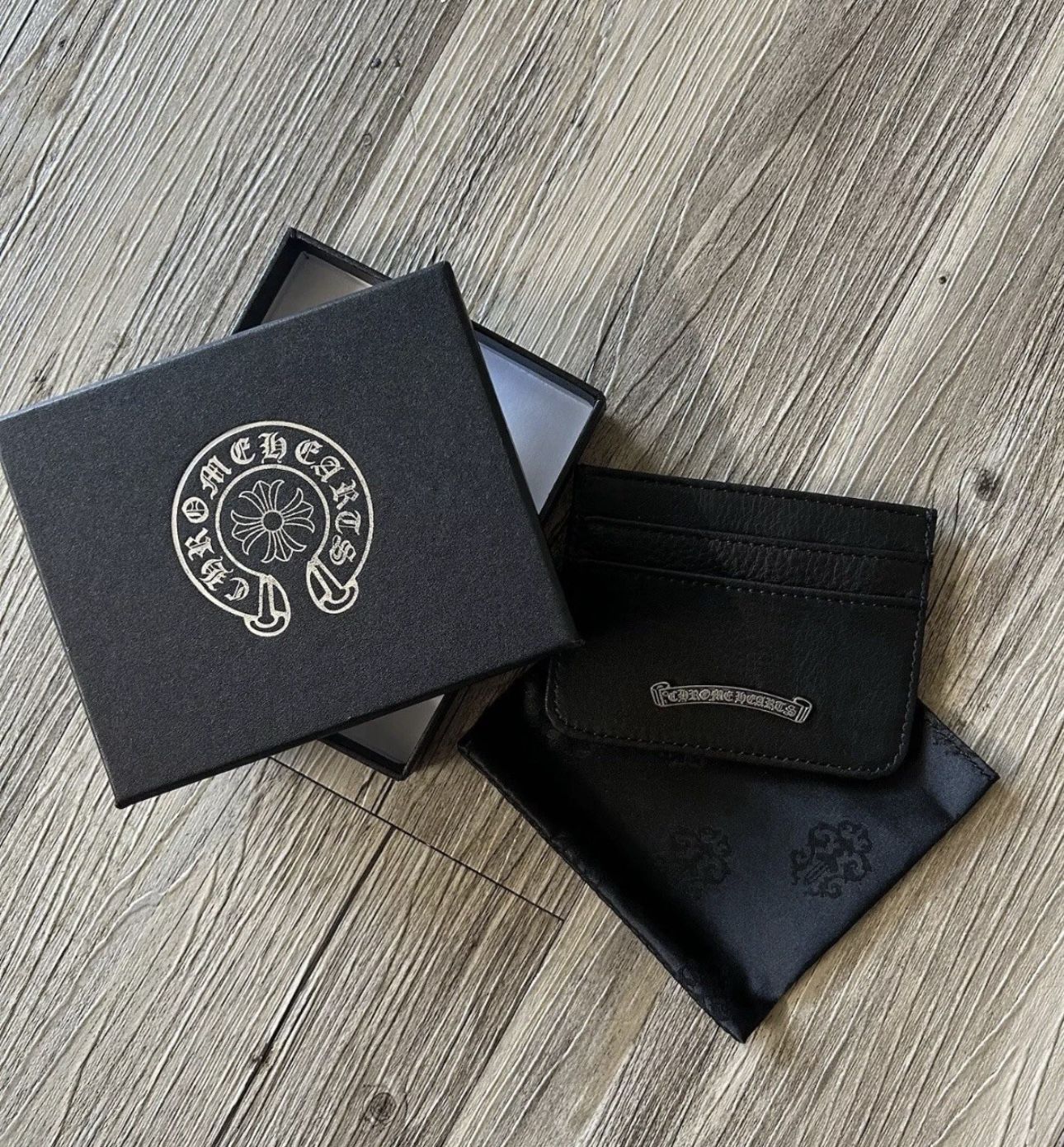 Chrome Hearts Silver Cross Cardholder Wallet Black