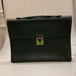 Loui Vuitton Green Leather Briefcase