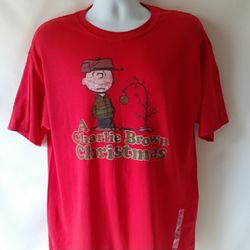 A Charlie Brown Christmas men's red short-sleeve graphic T-shirt size L