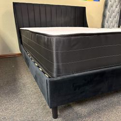 NEW QUEEN AND KING SIZE BLACK PLATFORM BED WITH MATTRESS AND FREE DELIVERY- BEDROOM FURNITURE SECTIONAL SOFA AND MORE 