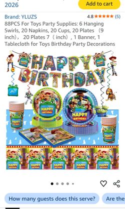 Toy Story birthday Party Set 88 Pieces