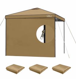 10X10 Canopy Tent Sidewalls with Zipper for Canopy Frame, 3Pcs Sunwalls Only, UPF50+ Waterproof Side Walls(Khaki)
