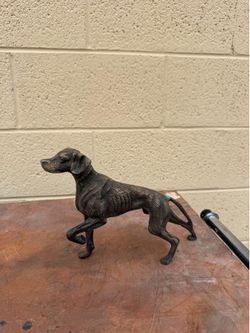 VINTAGE BRONZE HUNTING/ BIRD DOG FIGURINE SCULPTURE POINTER RETRIEVER