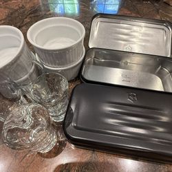Kitchenware Set – Glass Cups, Ceramic Ramekins, and Storage Tins