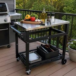 NEW Serving Cart BBQ Grill Cart Table Kitchen Island Table
