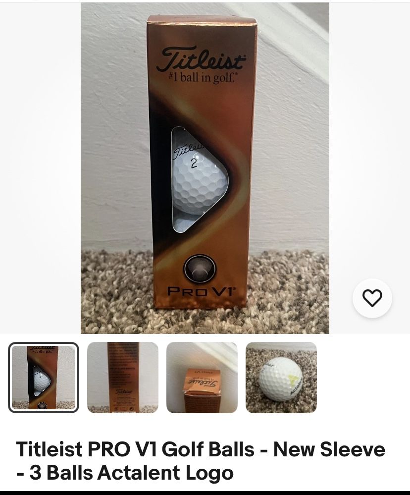 Titleist PRO V1 Golf Balls - New Sleeve - 3 Balls Actalent Logo
