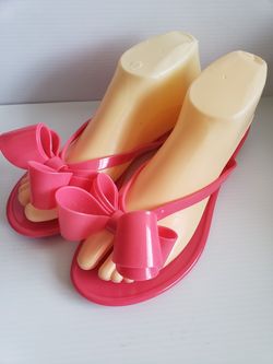Valentino type size 8 size 9 couture jelly bow flats high quality red or pink