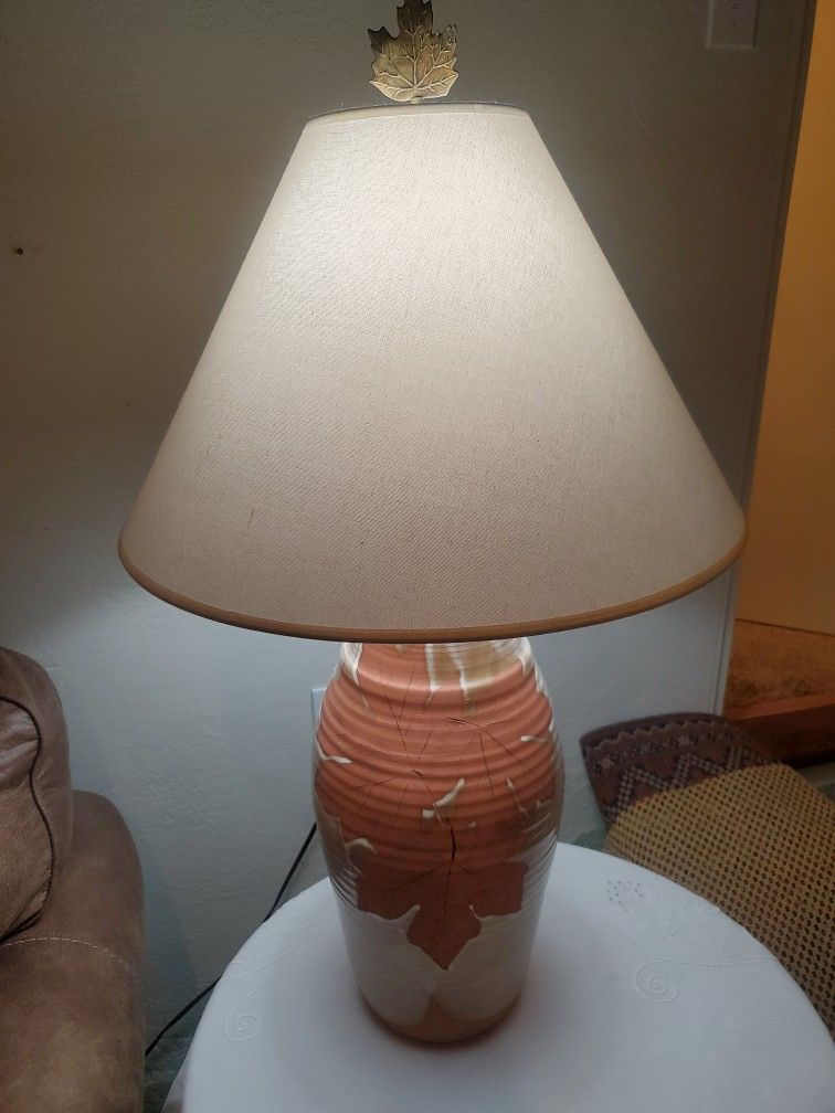 Maple Leaf Ceramic Pottery Hand Made Lamp