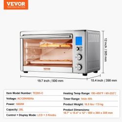 0-IN-1 Convection Oven, 28L/29.6Qt Multifunctional Conventional Oven Countertop, 1800W 4-Tier Toaster with Front Glass Door, with Trays Wire Racks Glo