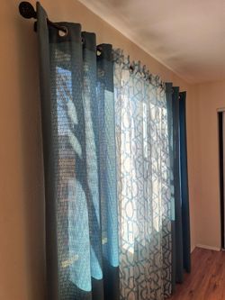 Beautiful Turquoise/Green Curtains Set – 27.5" x 84" 8 Items