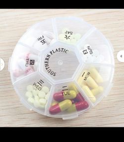 Portable Round Pill Box 7 Days Medicine Container light Drugs Capsules Case One Week Holder Storage Organizers