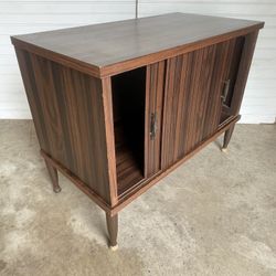 Mid Century Cabinet with Sliding Doors. 