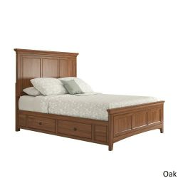 New King Size Platform Oak Color Bed Frame