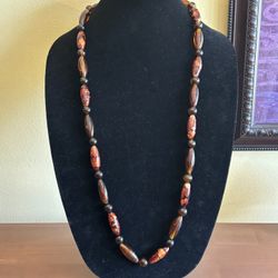 Elegant Brown Beaded Statement Necklace 