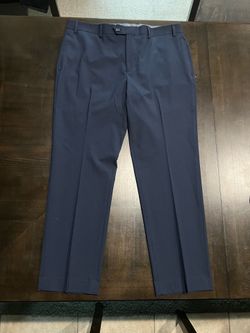 Michael Kors Men's Navy Blue Dress Pants Flat Front Straight 36W Recycled Blend