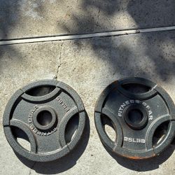 Pair of Fitness Gear 25 LBS Cast Iron Olympic Grip Weight Plates