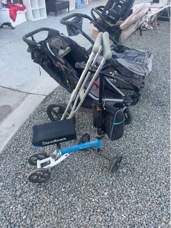 Knee scooter and crutches
