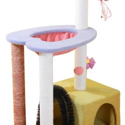 Flower Cat Tree Tower - Unique Design Indoor Cat Tree with Sisal Scratch Post, Hammock, and Toys