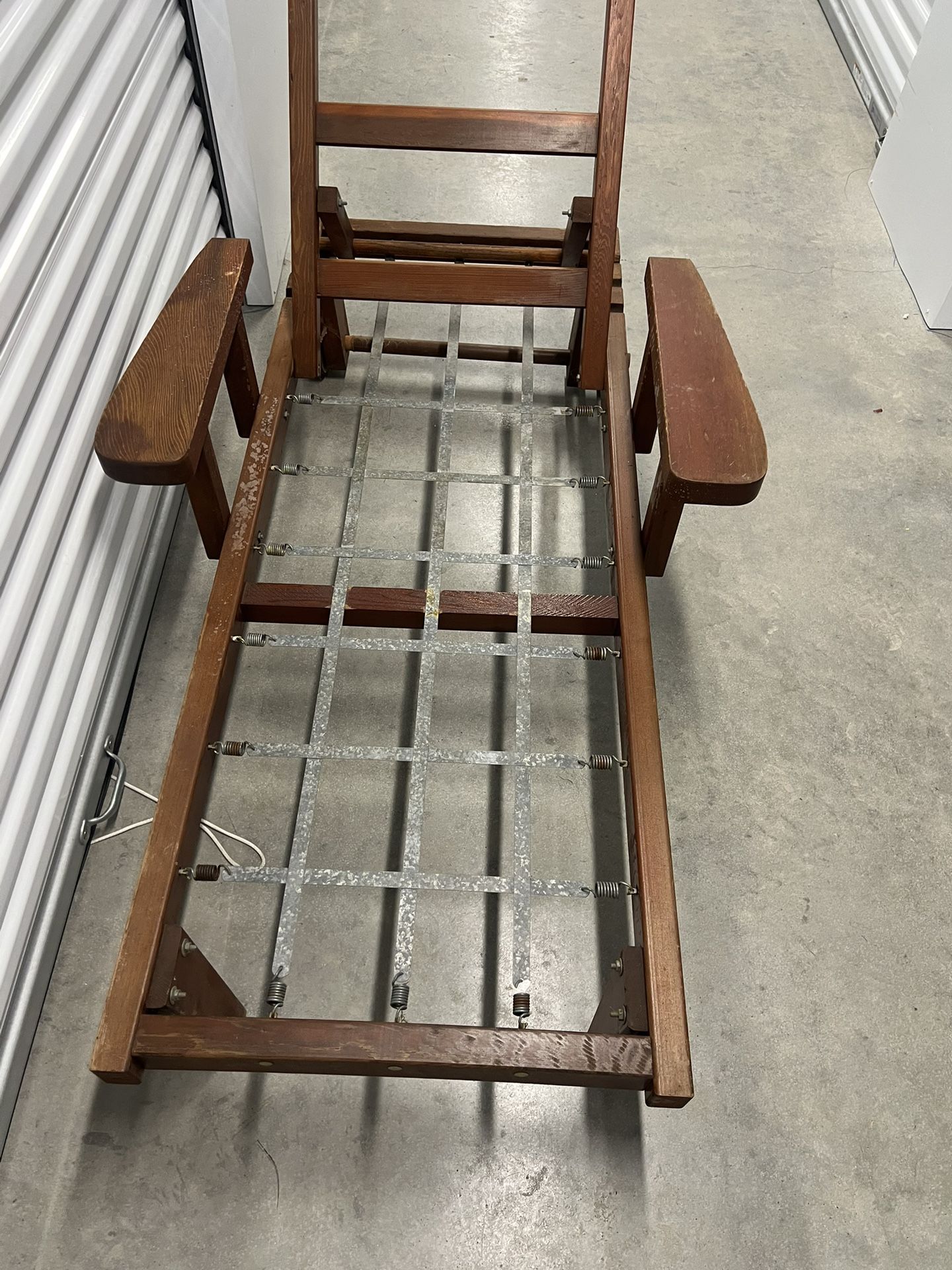 Vintage Redwood Adjustable Chaise Lounge With Cushion for Sale