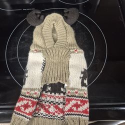 SMALL dog hooded sweater with antlers, like new